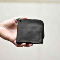 ダブルショルダー製品染め 二つ折りウォレット （BLACK）
