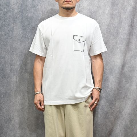 Y1935 FAKE POCKET TEE （WHITE）｜ フェイクポケット プリント Tシャツ （ホワイト） 602-261-16