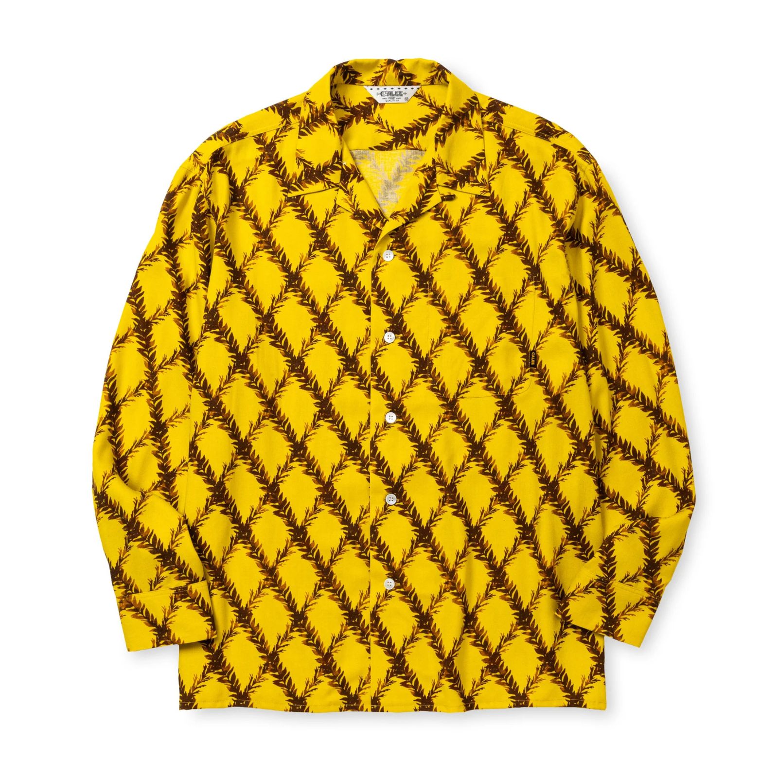 PLAID OPEN COLLAR L/S SH (YELLOW) / オープンカラーシャツ