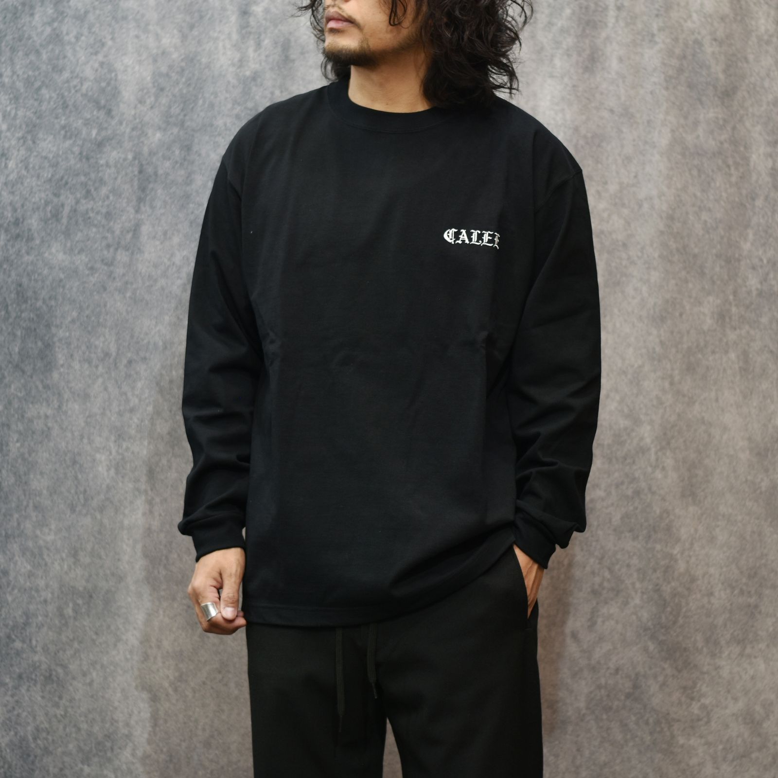 VINTAGE TYPE EMBROIDERY L/S TEE (BLACK)｜ロゴ刺繍 Tシャツ｜CL-25AW015