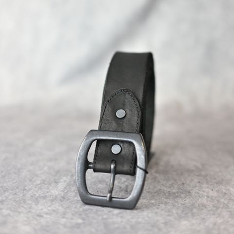 ダブルショルダーレザー 製品染めベルト （BLACK / ブラック） 318-31