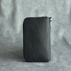 イタリアンダブルショルダー ミニラウンド財布 （BLACK / ブラック）