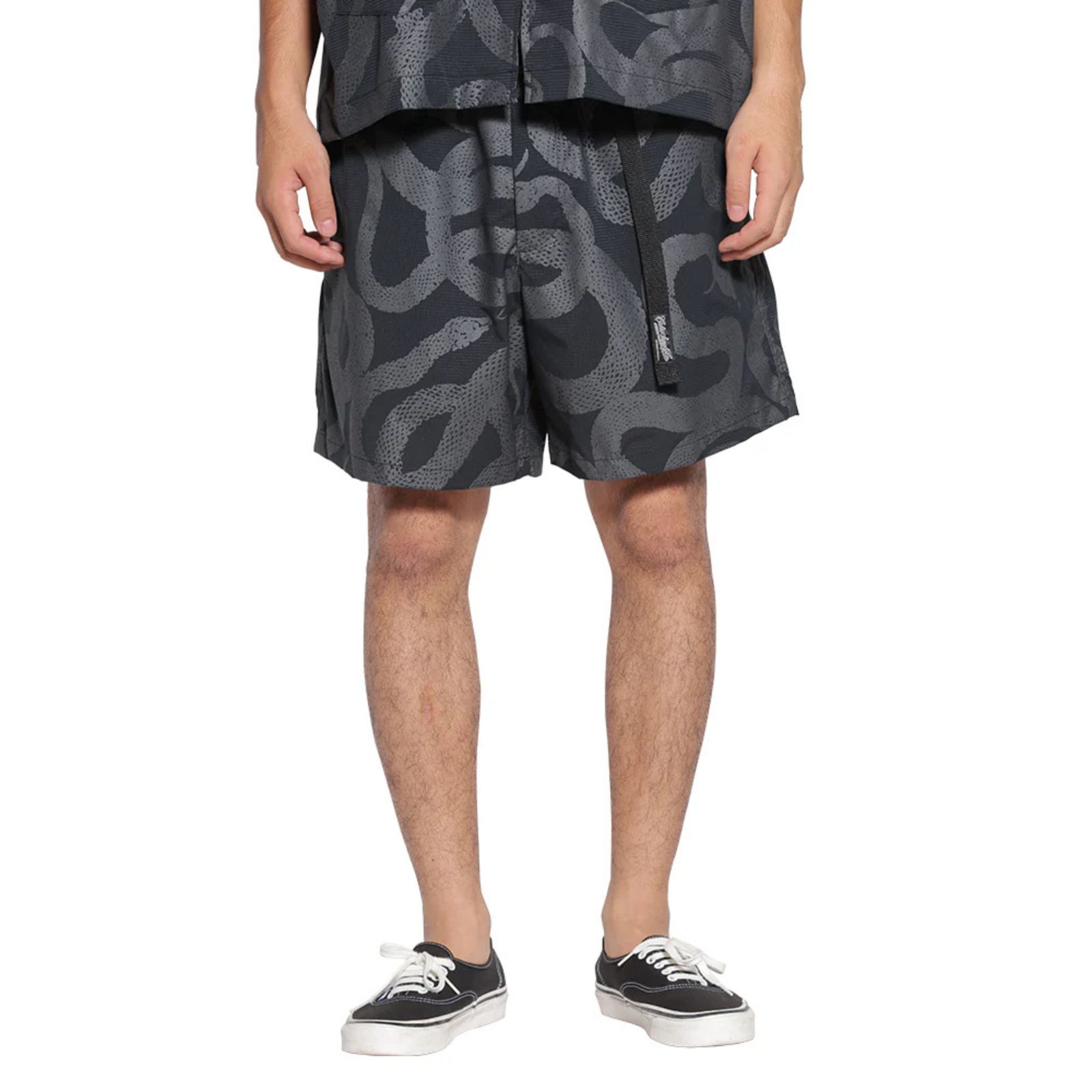 DOTAIR®︎ SNAKE PATTERN EASY SHORTS ＜REFLECTOR＞ (BLACK) / ドットエア スネーク総柄 イージーショーツ