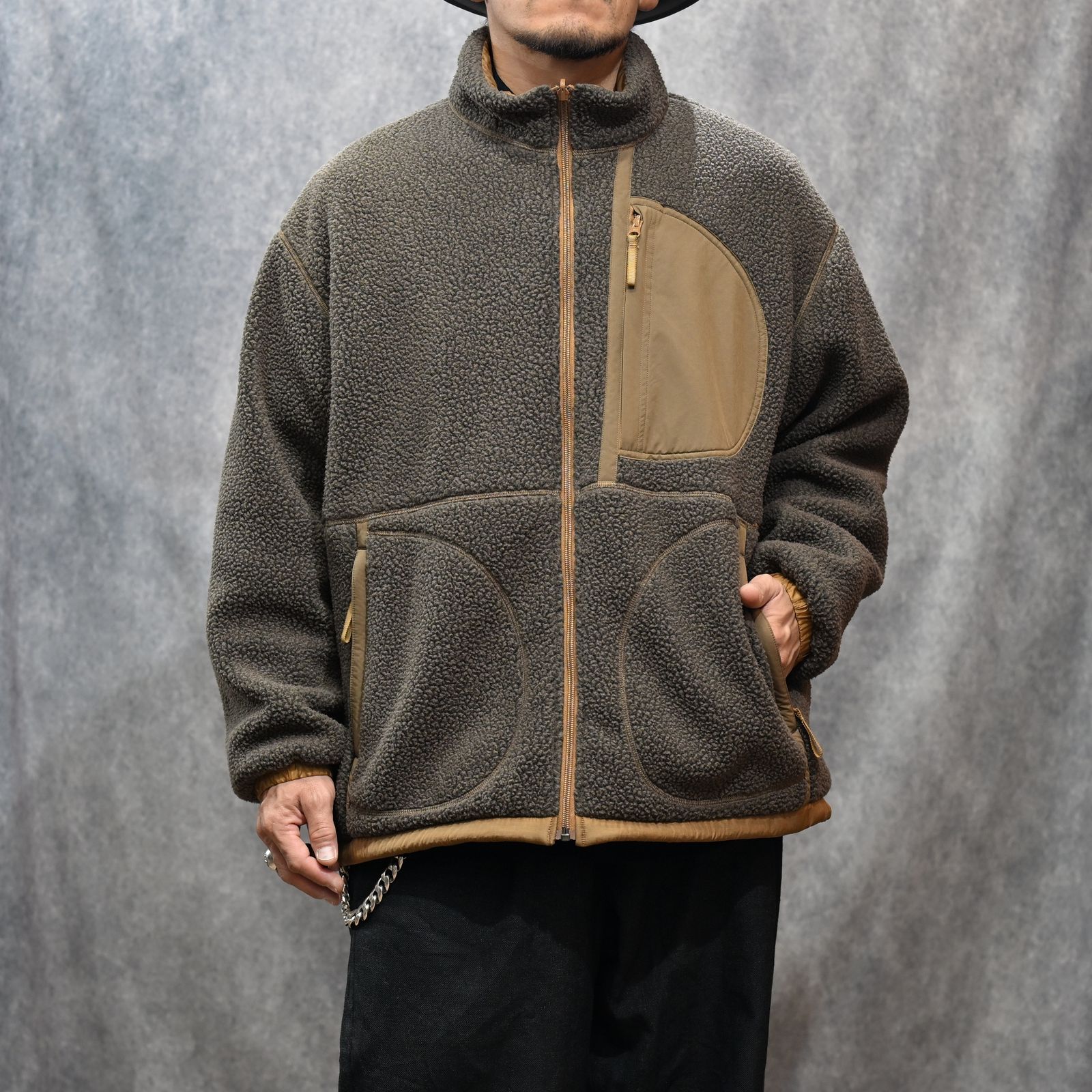 FLEECE LINER NYLON ZIP UP JACKET （BROWN）｜フリース リバーシブルジャケット （ブラウン） PC-022-3623-20