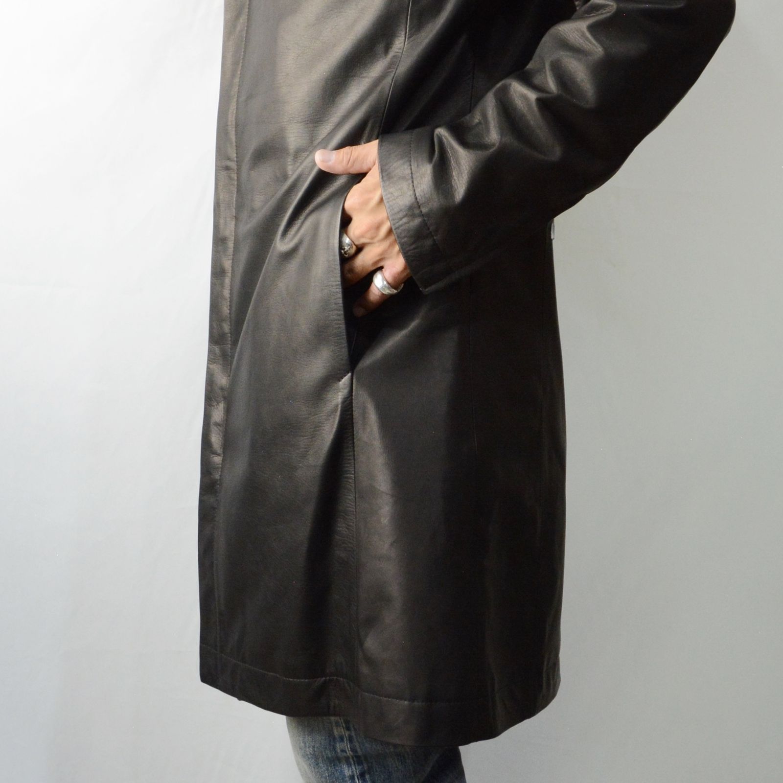 ジャパンステアー ファニチャーレザーコート（BLACK） フーディーコート