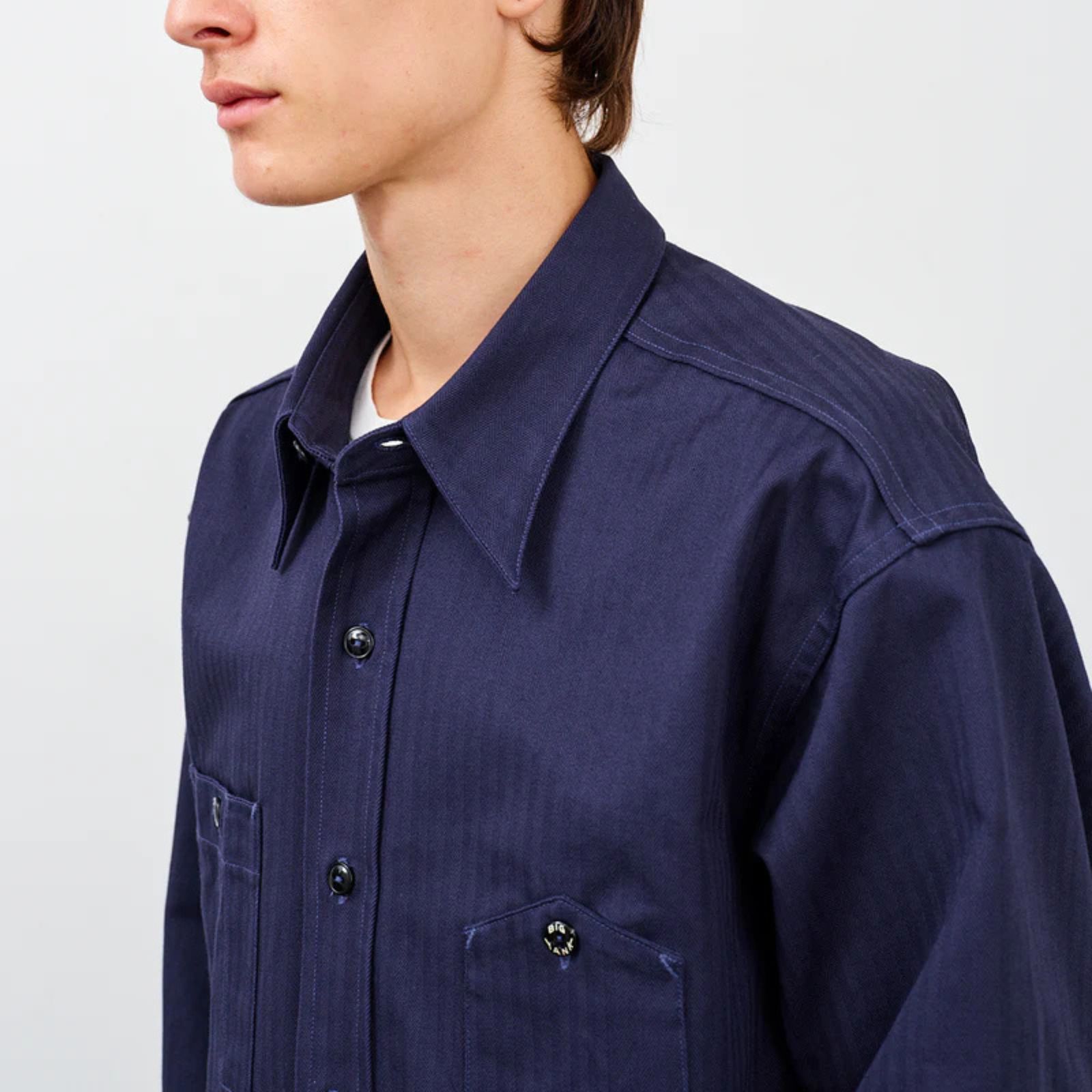 Y1944 HBT SHIRT （NAVY） ヘリンボーンシャツ （ネイビー）