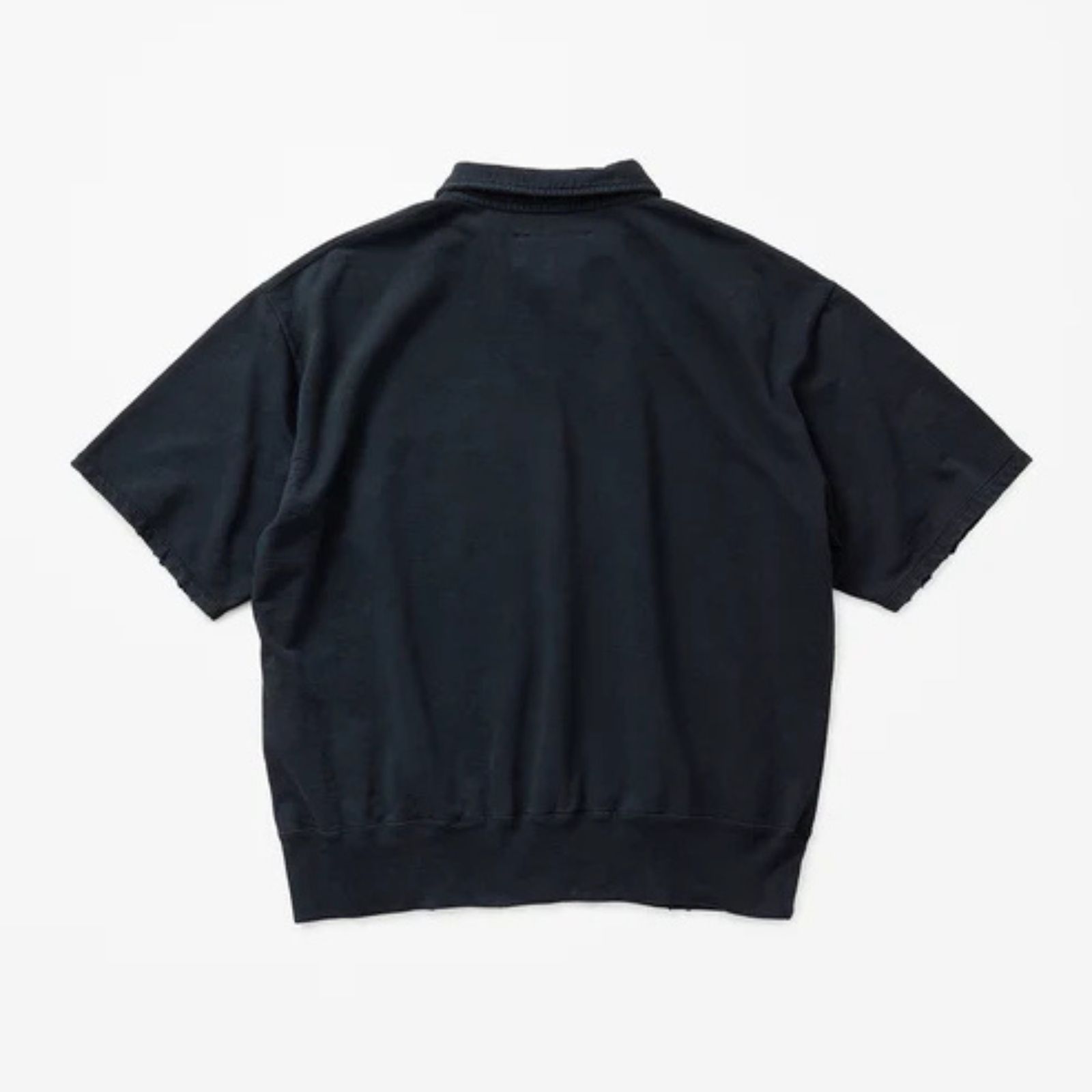 FRONT HALF ZIP SWEAT SHIRTS (BLACK / ブラック)  ハーフジップ スウェット ポロシャツ｜2601007
