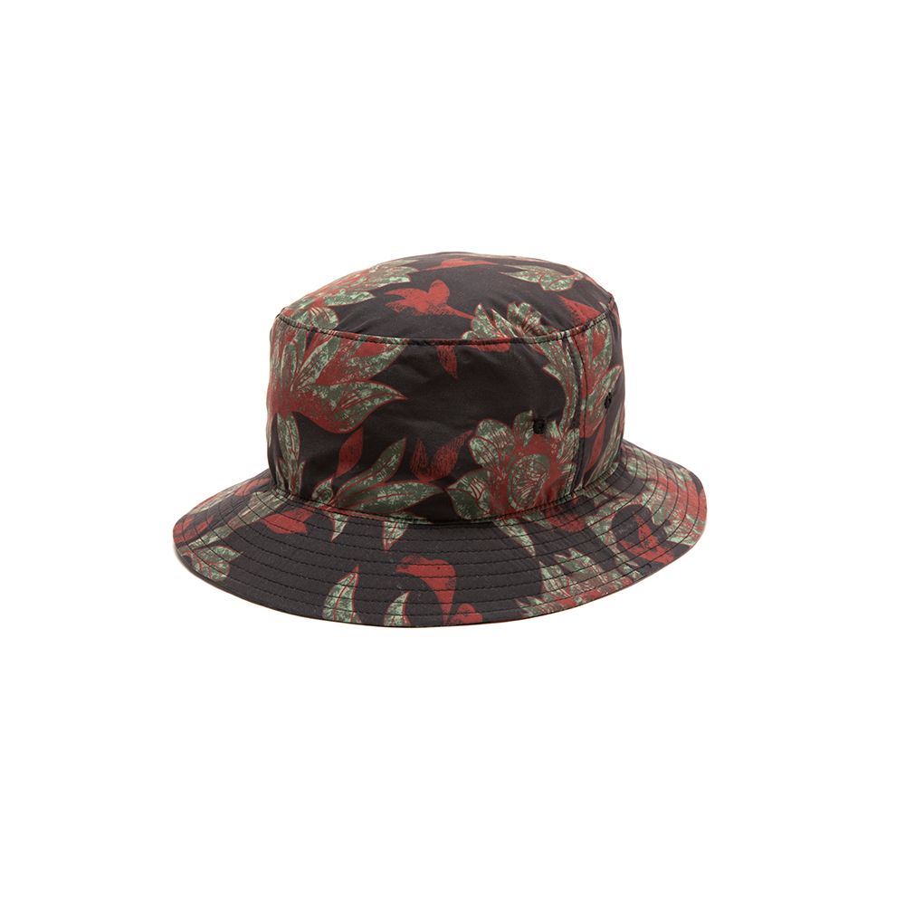 ALLOVER FLOWER PATTERN BUCKET HAT (BLACK)