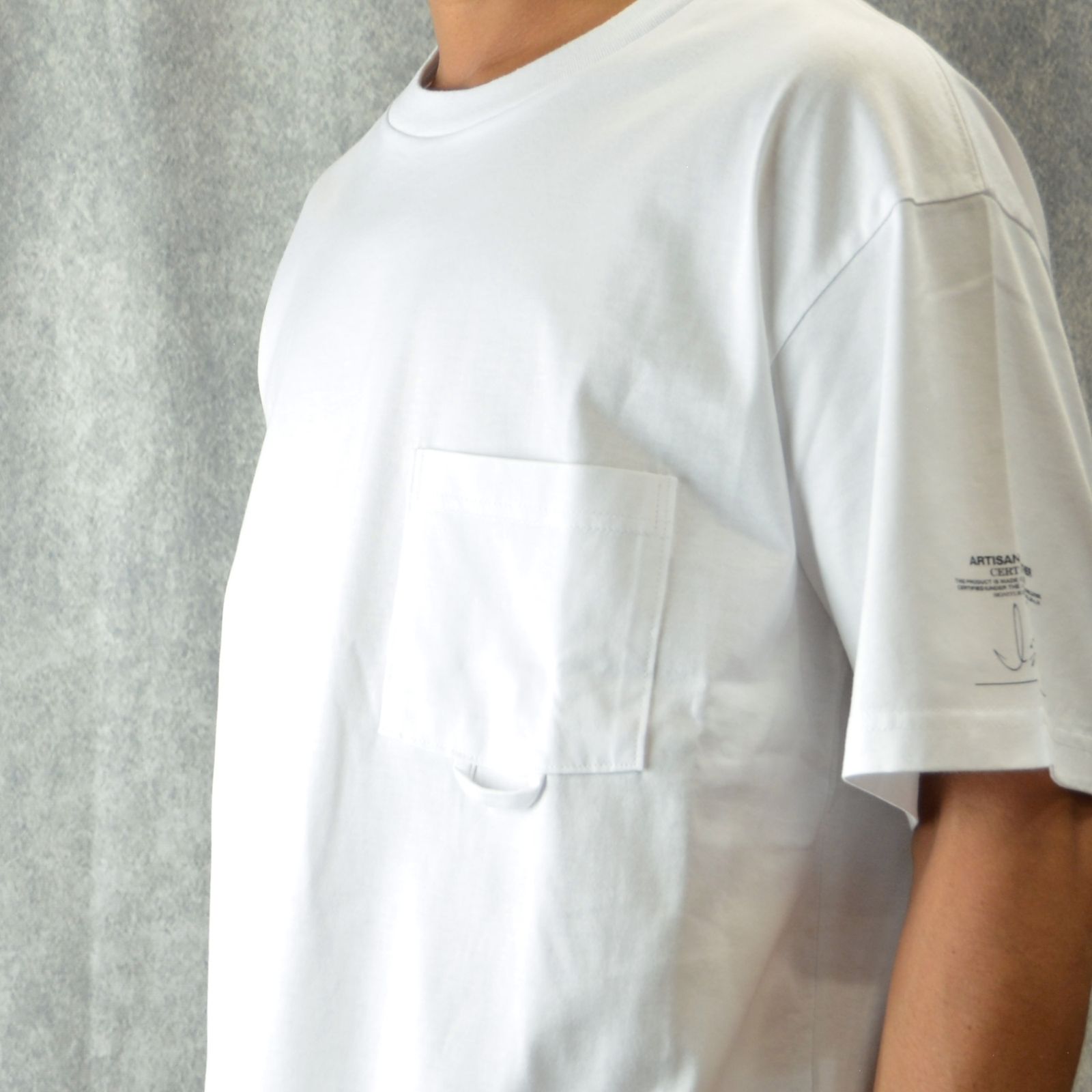 ハイゲージ天竺 ドロップショルダー Tシャツ (WHITE)