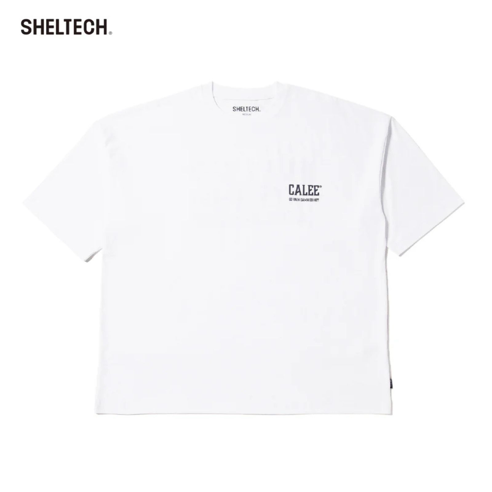 × SHELTECH®︎ CALEE NATIONAL LOGO WIDE TEE (WHITE)｜シェルテック キャリー ロゴ ワイド 半袖Tシャツ｜CL-SHELTECH004