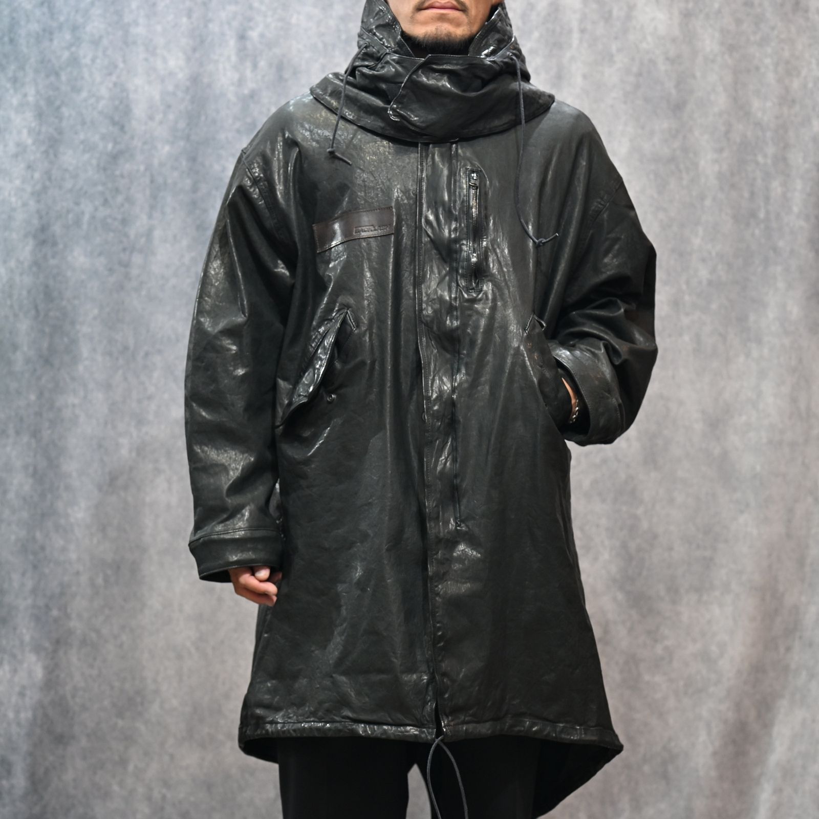 JAPANステア ミモザ鞣し製品染め モッズコート （BLACK）｜2176-01