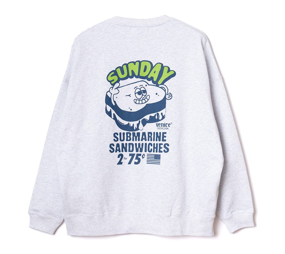 ×VENICE8 COFFEE HOUSE SUBMARINE SAND DROP CREW NECK SWEAT (GRY) / ドロップショルダー クルーネック スウェット