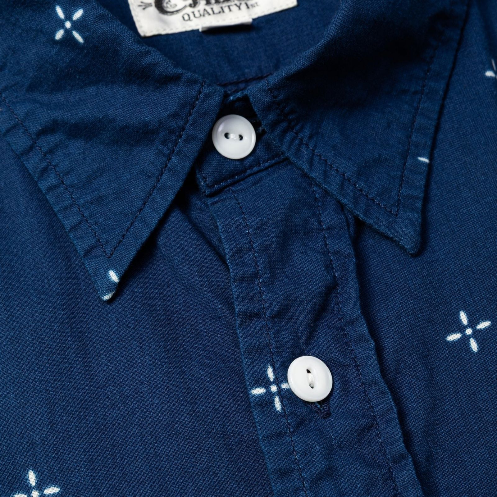 CROSS PATTERN BANDANA CLOTH SH (INDIGO BLUE)｜クロス柄 バンダナ クロス 長袖シャツ｜CL-26AWCRS002