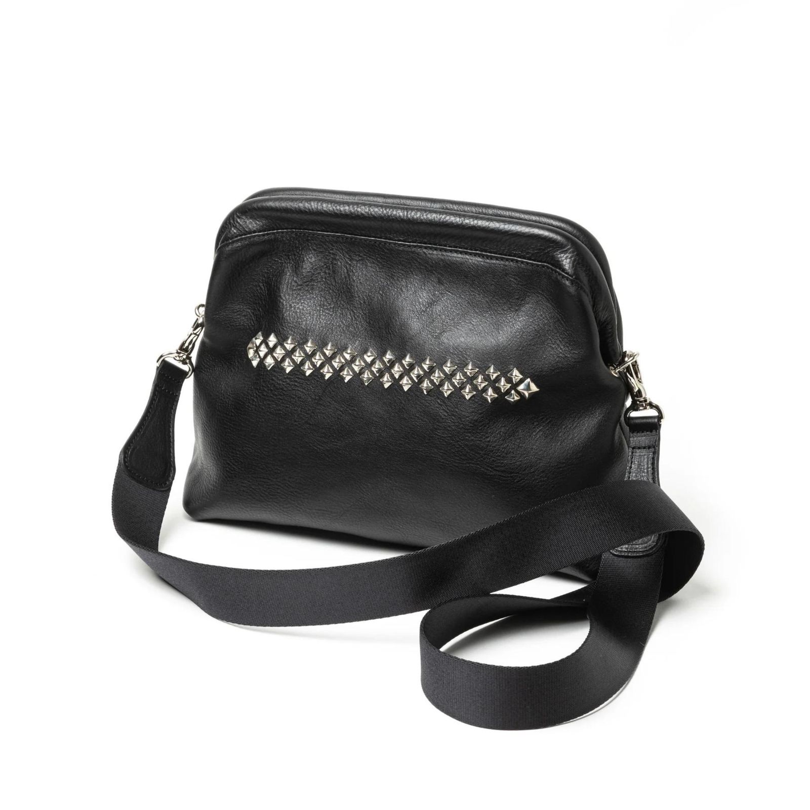 STUDS LEATHER SHOULDER BAG (Black) / スタッズ レザー ショルダーバッグ
