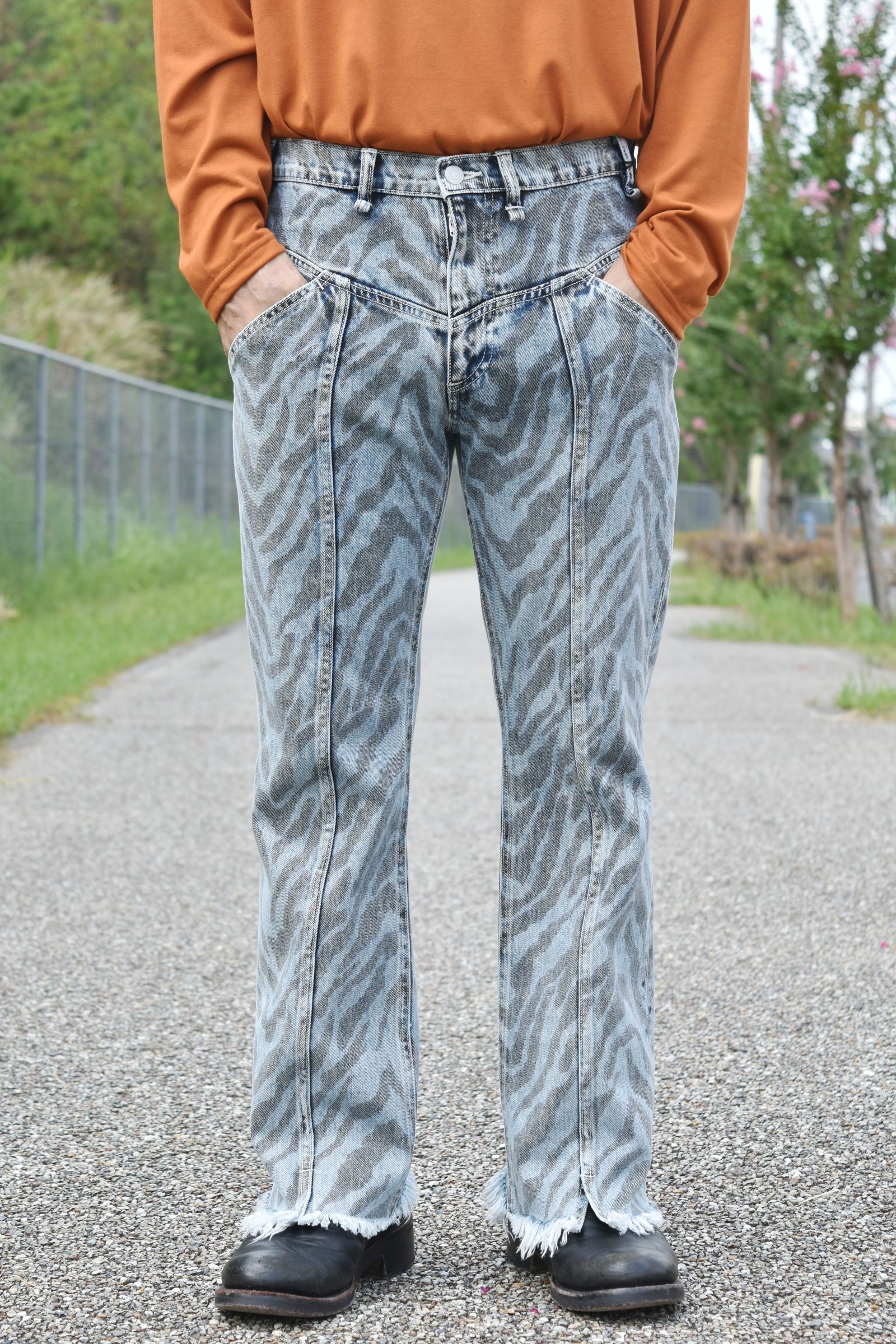 MM6 フレアワイドデニムパンツ　インディゴ MM6 Maison Margiela エムエムシックス メゾン マルジェラ 21AW