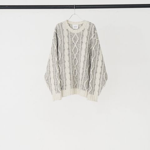 【25AW先行予約】 3G CABLE STITCH x THREAD PO (TOP WHITE)｜ケーブル編み プルオーバーニット｜275202