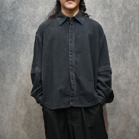 デタッチャブルスリーブホックカフスシャツ (BLACK WASHED)｜LB26SS-SH11-BWD