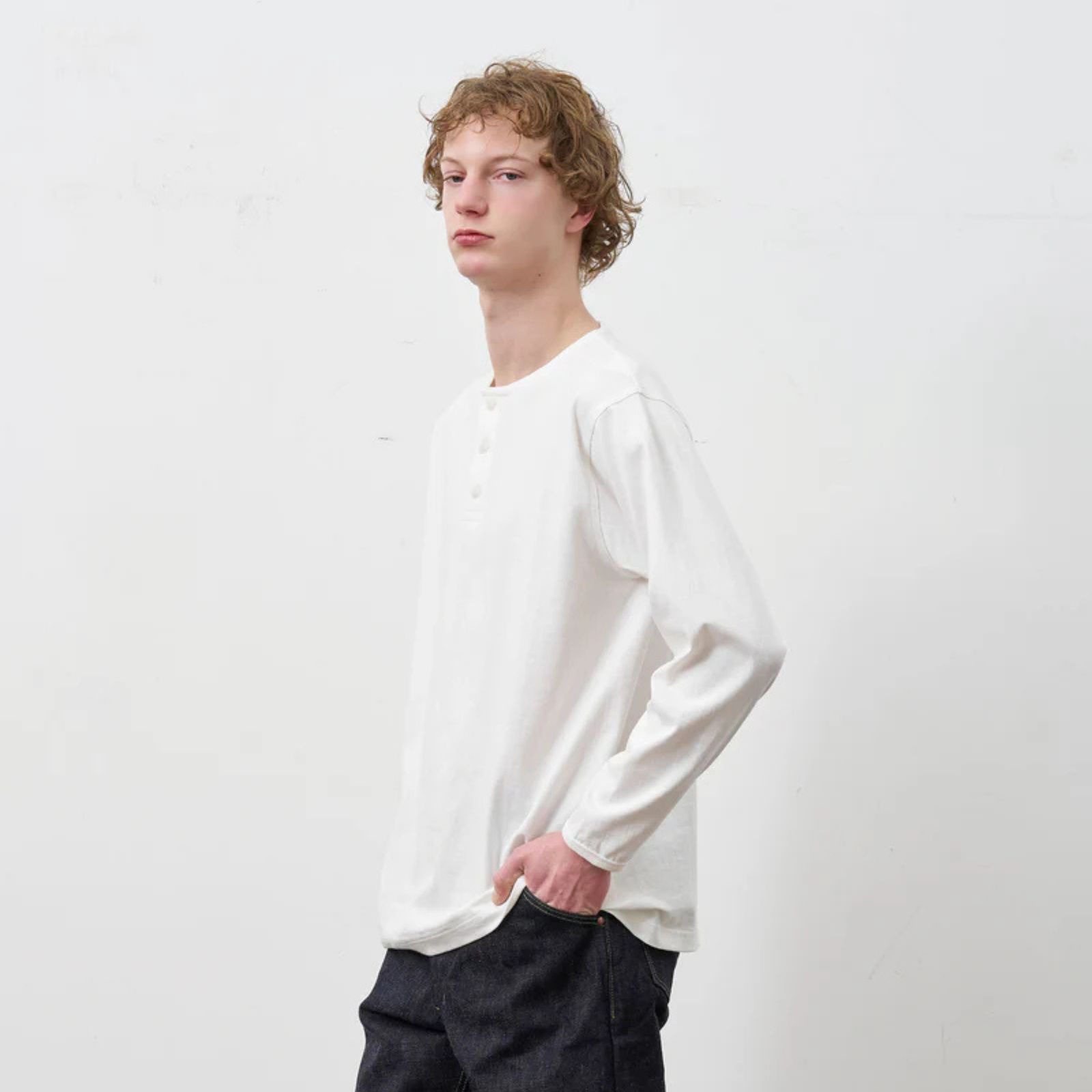 HENLEY NECK L/S TEE （WHITE）｜ ヘンリーネック ロングスリーブ （ホワイト） 602-261-15