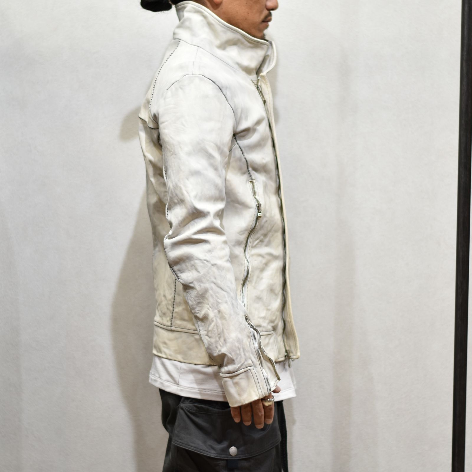 HORSE WHITE L.HI NECK BIAS ZIP RIB BL.LINED MB-1S