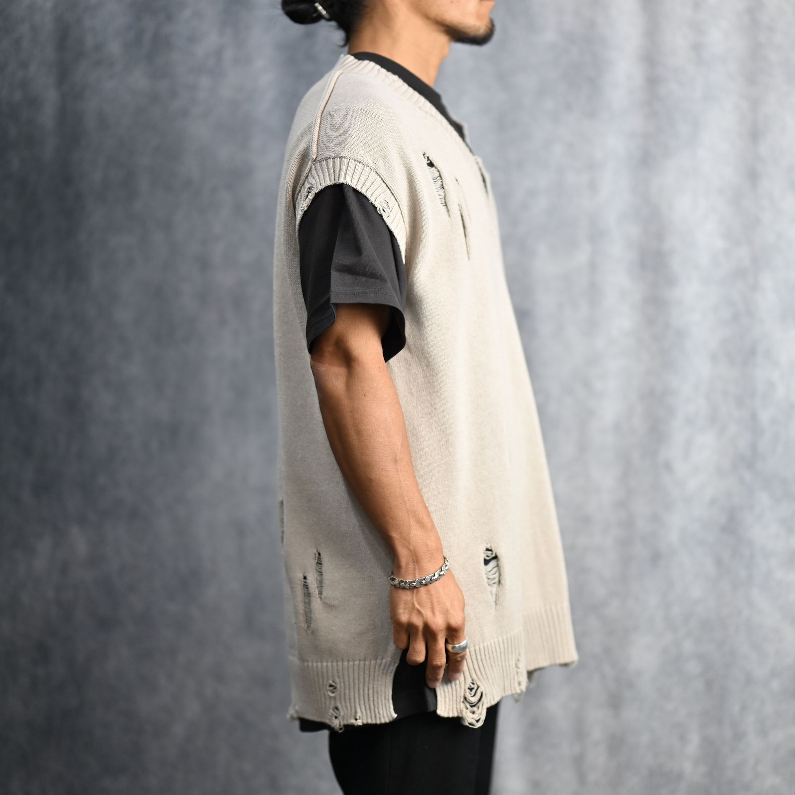 7G2P JERSEY V NECK VEST （BEIGE） ニットベスト / HP-K13-098 （ベージュ）