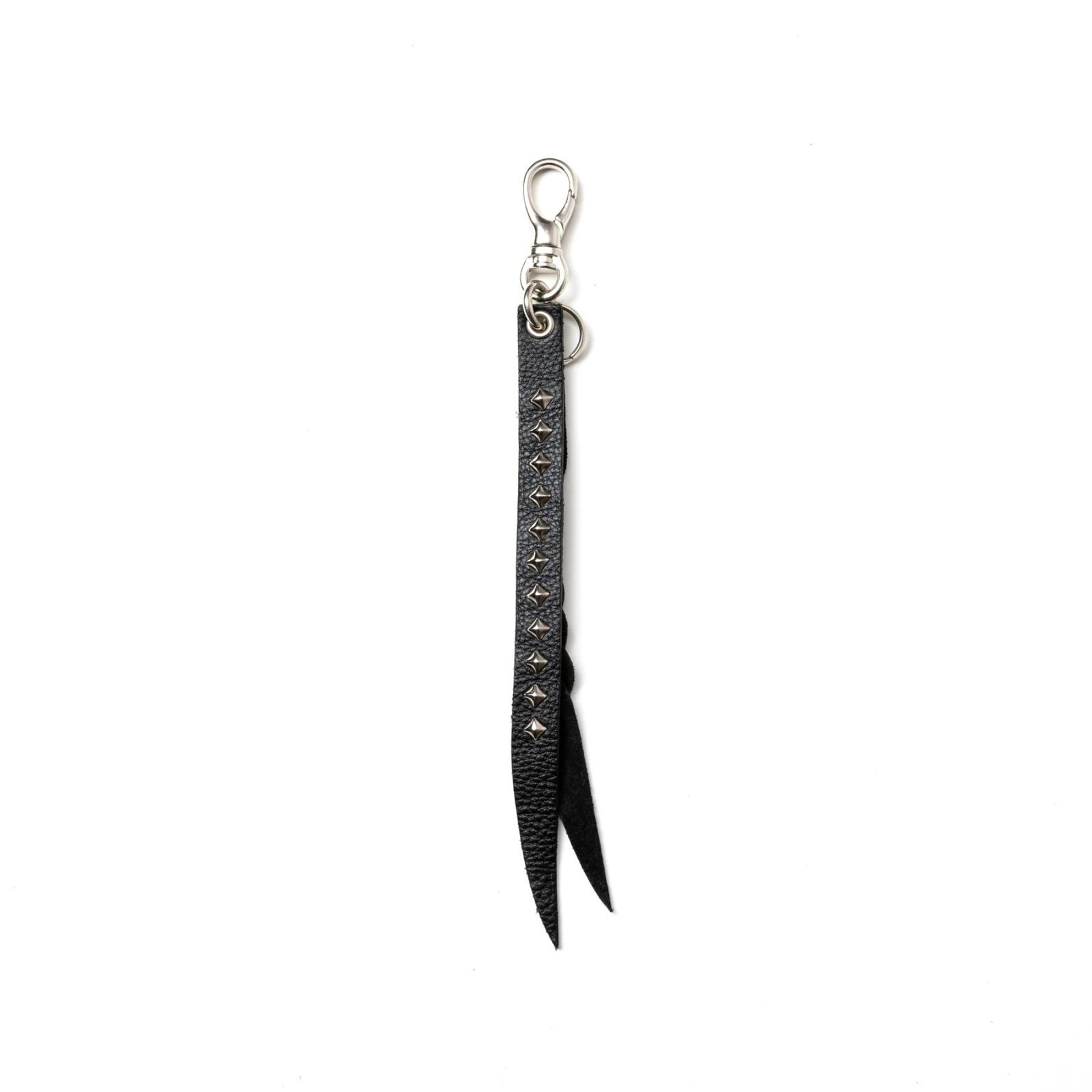 STUDS & KNITTING LEATHER SHORT KEY RING ＜TYPE B＞ (BLACK) / スタッズレザー 編み込みレザー ショートタイプ キーリング キーホルダー
