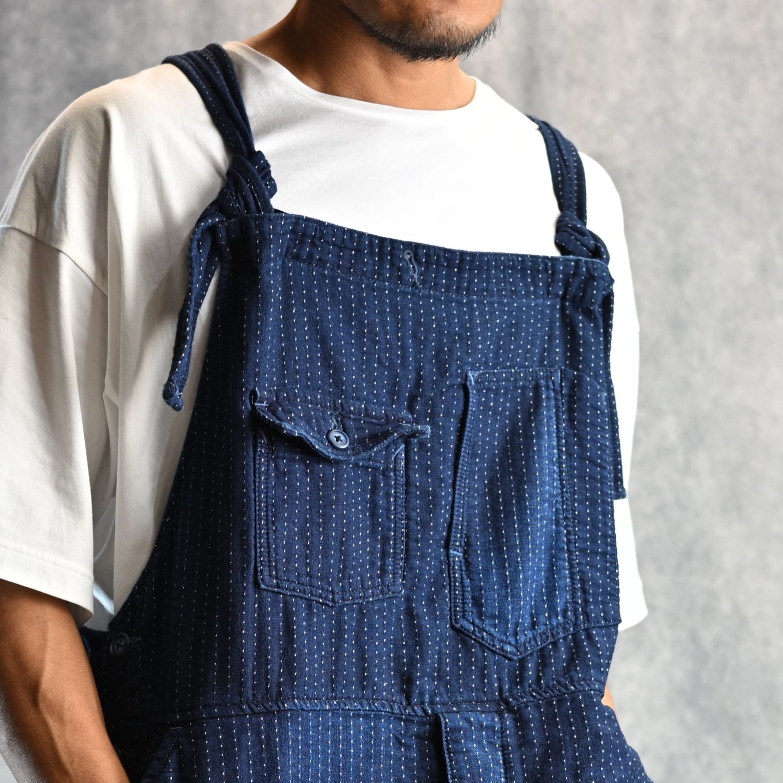 Porter Classic - SASHIKO STRIPE OVERALL (BLUE) / サシコ