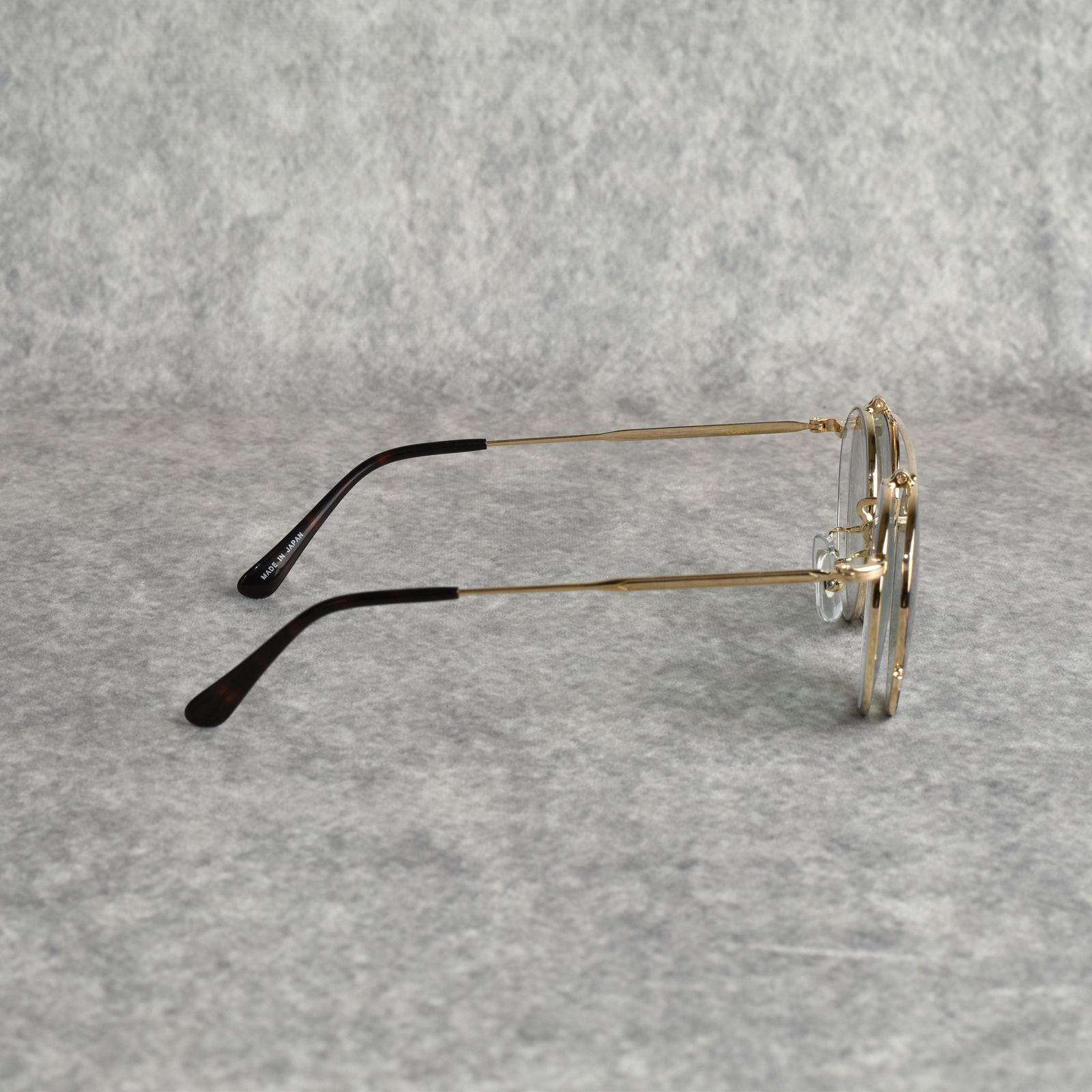 FLIP UP TYPE CIRCLE METAL GLASSES (GOLD/GREEN) / フリップアップタイプ サークルメタル サングラス