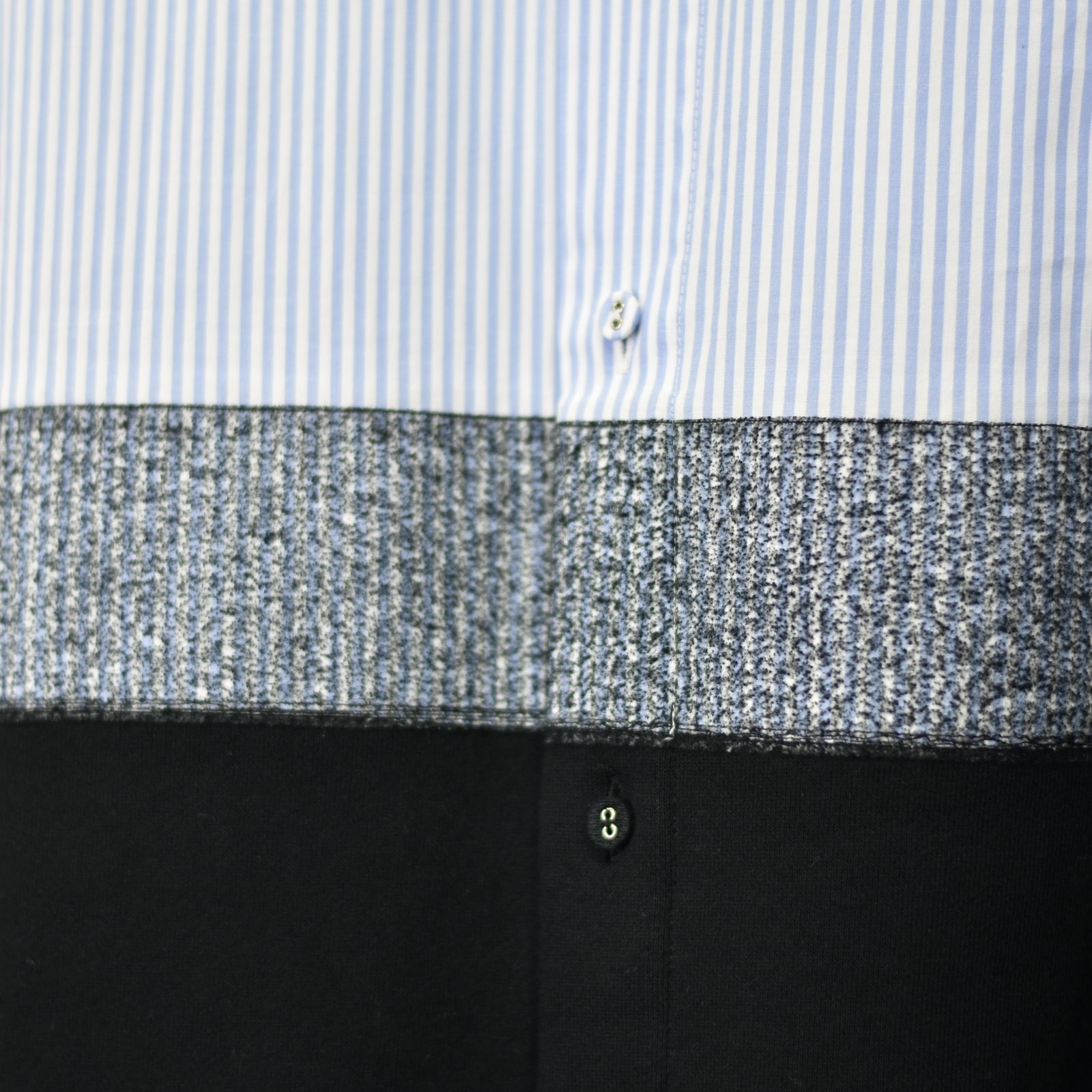 ニードルパンチ 切り替えシャツ / LB23SS-SH01-NDP (SAX STRIPE×BLACK)
