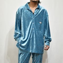 CRUSHED VELOURS LONG SLEEVE SHIRT (BLU)