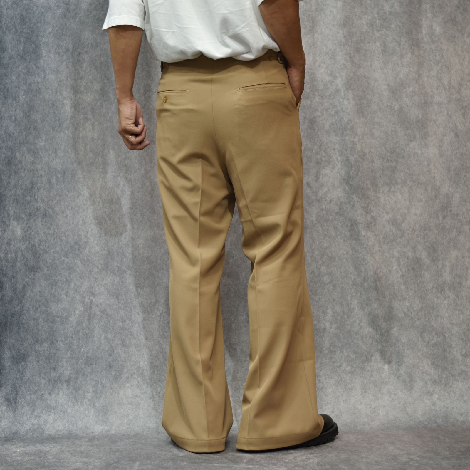 Viscose Twill Flare Trousers "BRASCO" (BEIGE) / フレアパンツ