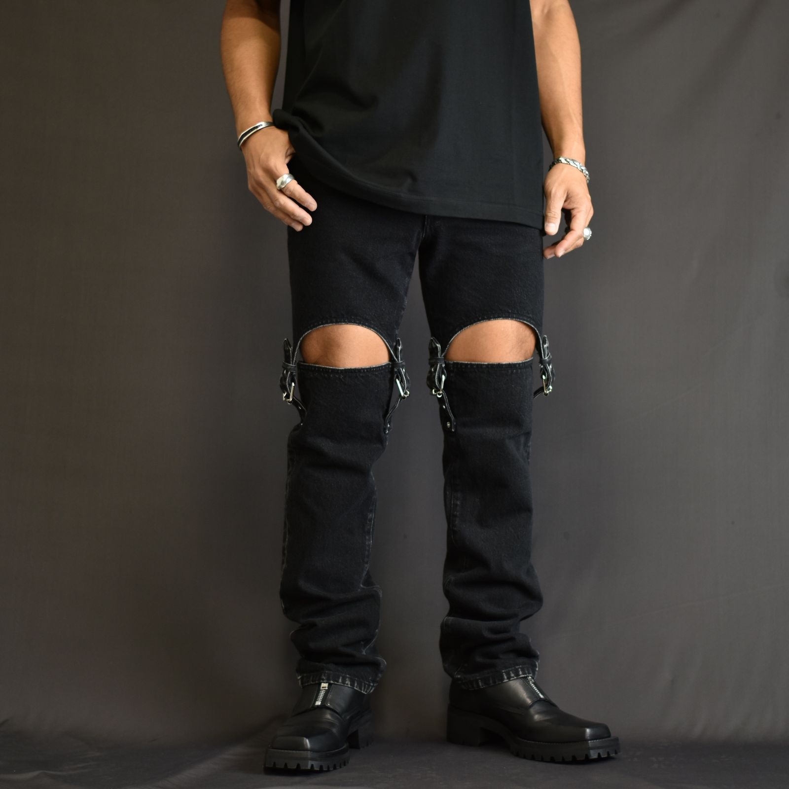 Washed denim detachable pants” | chord online store