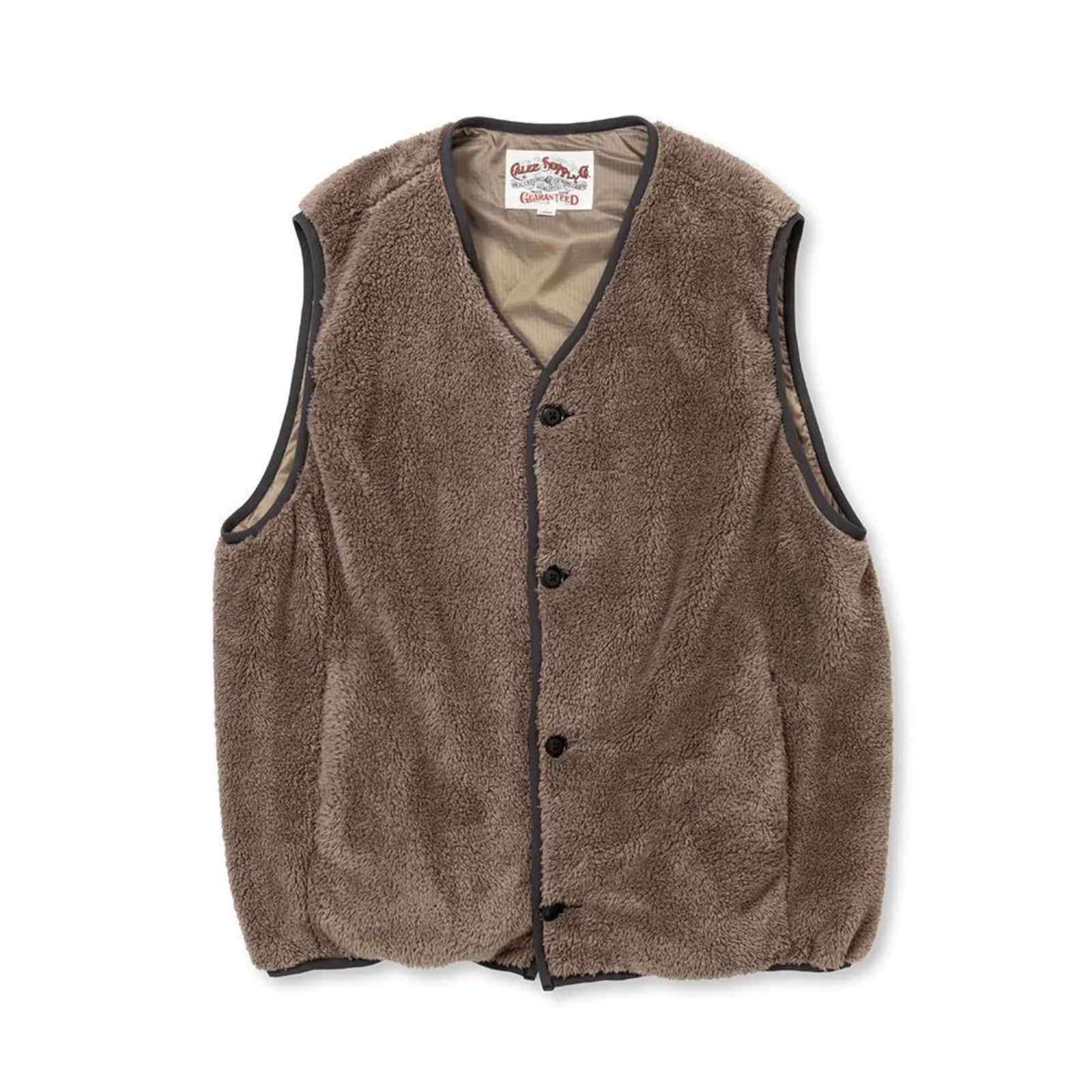 トップス CALEE NYLON RIP FLEECE WAIST COAT CALEE - NYLON RIP FLEECE WAIST COAT (BLACK) / ナイロン