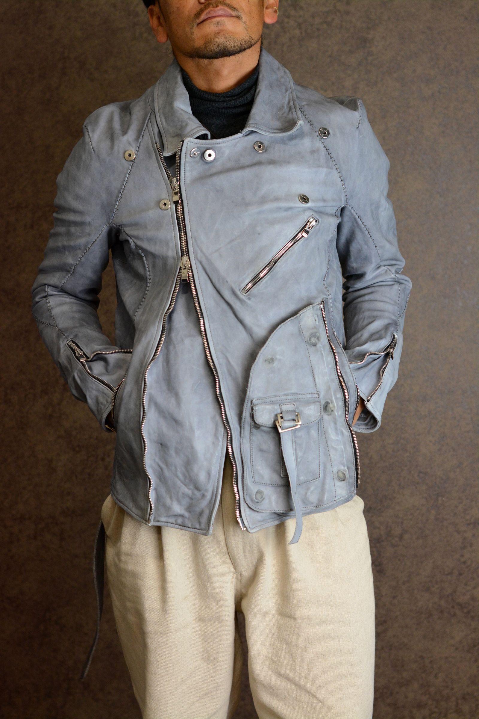 incarnation - HORSE WHIT LEATHER DOUBLE BREAST MOTO LINED incarnation - HORSE WHIT LEATHER DOUBLE BREAST MOTO LINED
