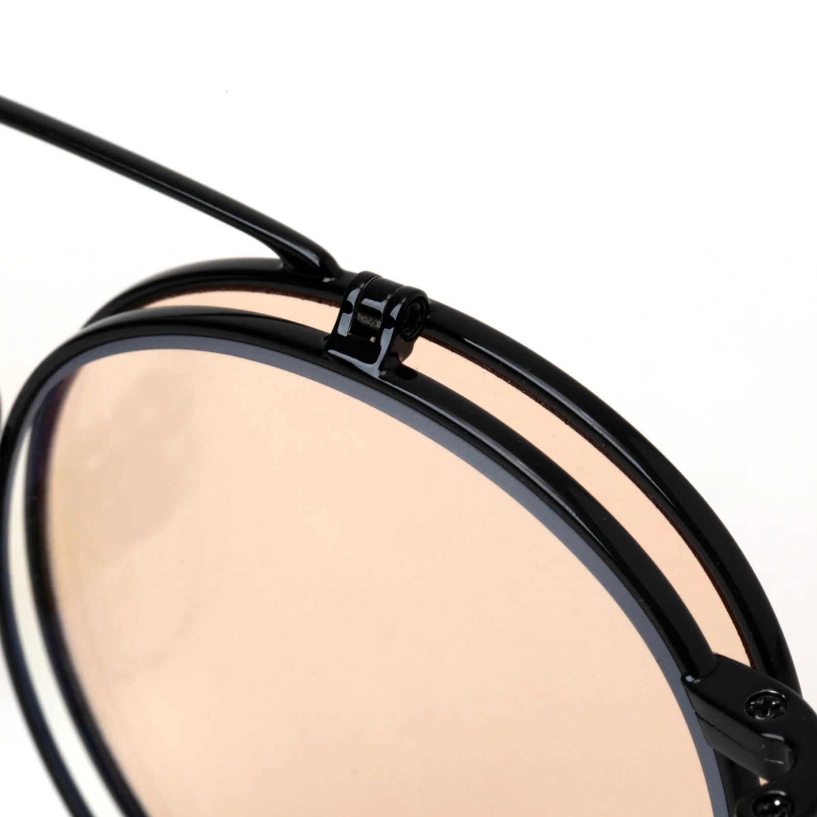FLIP UP TYPE CIRCLE METAL GLASSES (BLACK/BROWN) / フリップアップタイプ サークルメタル サングラス