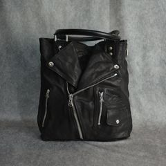 ジャパンカーフ タンニン鞣し 製品洗い加工 トートバック （BLACK）