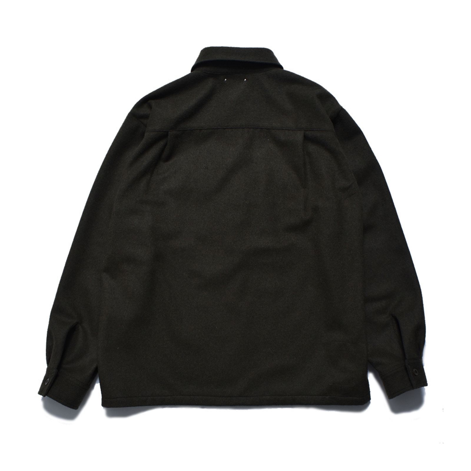 Wool Light Melton Pullover SH （KHA） / ウールメルトン プルオーバーシャツ （カーキ）｜2509-5003