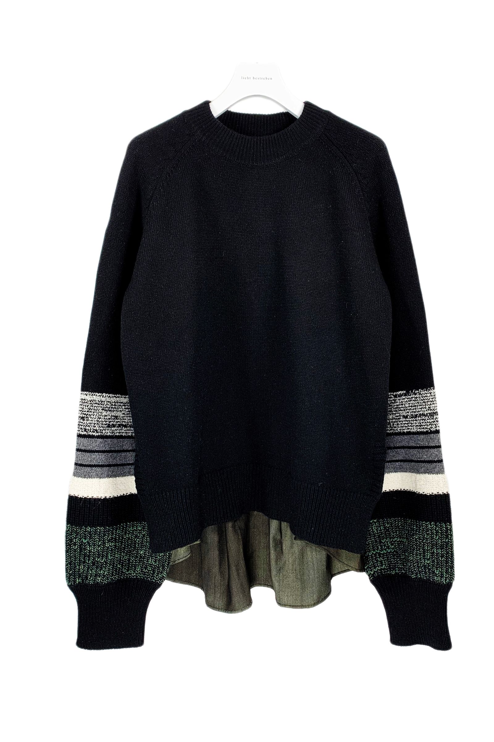 パネルスリーブ レイヤーニット / LB21FW-KN01 (BLACK×MOSS MARBLING)