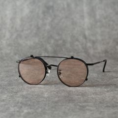 FLIP UP TYPE CIRCLE METAL GLASSES (BLACK/BROWN) / フリップアップタイプ サークルメタル サングラス