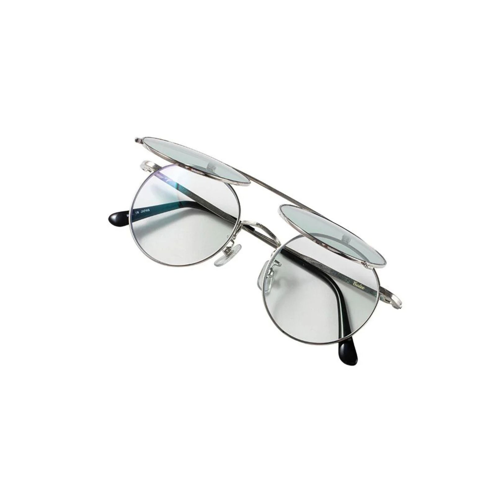 FLIP UP TYPE CIRCLE METAL GLASSES ＜EXCLUSIVE＞ (SILVER / GREEN)｜フリップアップタイプ サークルメタル サングラス｜CL-26SS001G EX