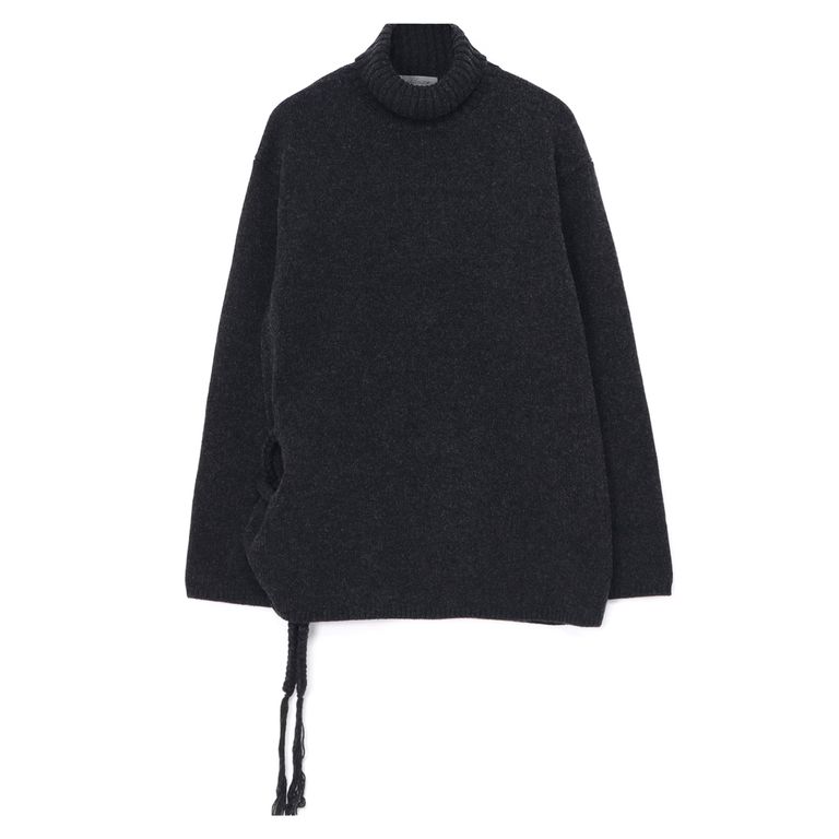 yohji yamamoto - SIDE STRING DETAIL TURTLENECK （GRAY