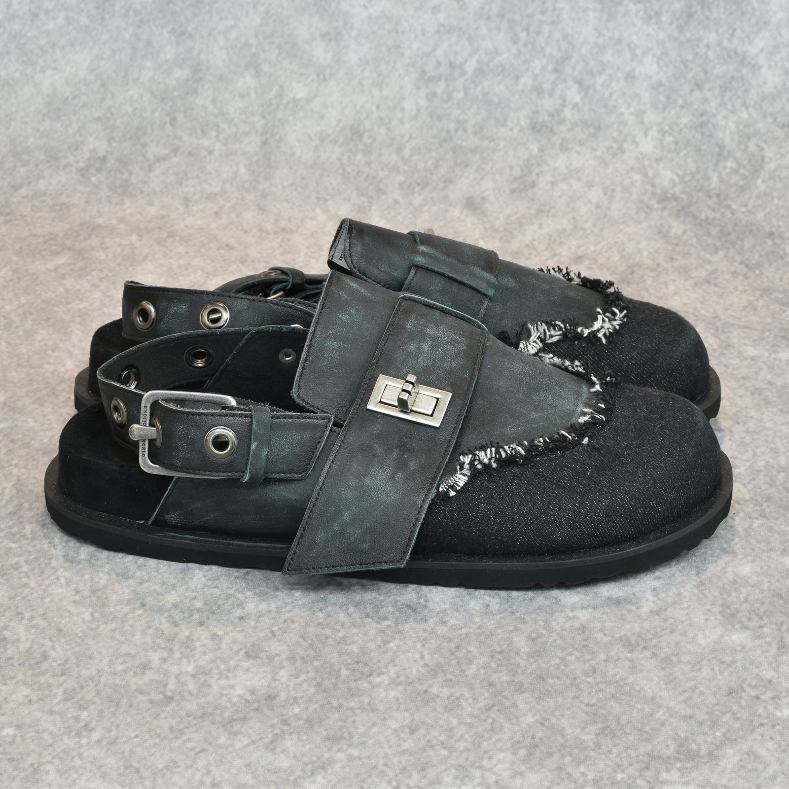 Punk Sandals (BLACK) | レザー 切り替え サンダル