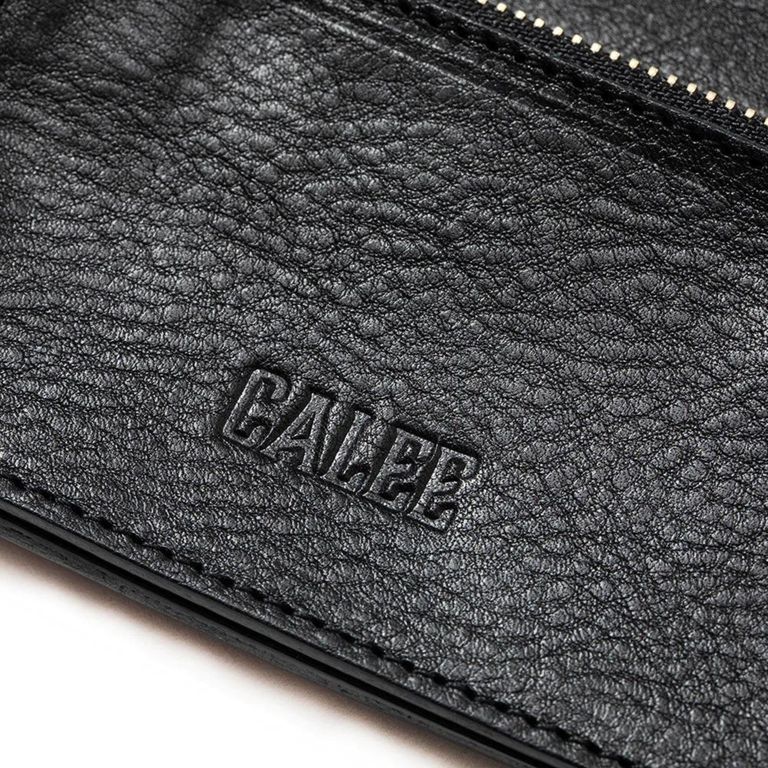 CALEE - STUDS LEATHER FLAP HALF WALLET (BLACK) / スタッズレザー