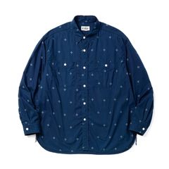 CROSS PATTERN BANDANA CLOTH SH (INDIGO BLUE)｜クロス柄 バンダナ クロス 長袖シャツ｜CL-26AWCRS002