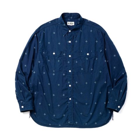 CROSS PATTERN BANDANA CLOTH SH (INDIGO BLUE)｜クロス柄 バンダナ クロス 長袖シャツ｜CL-26AWCRS002