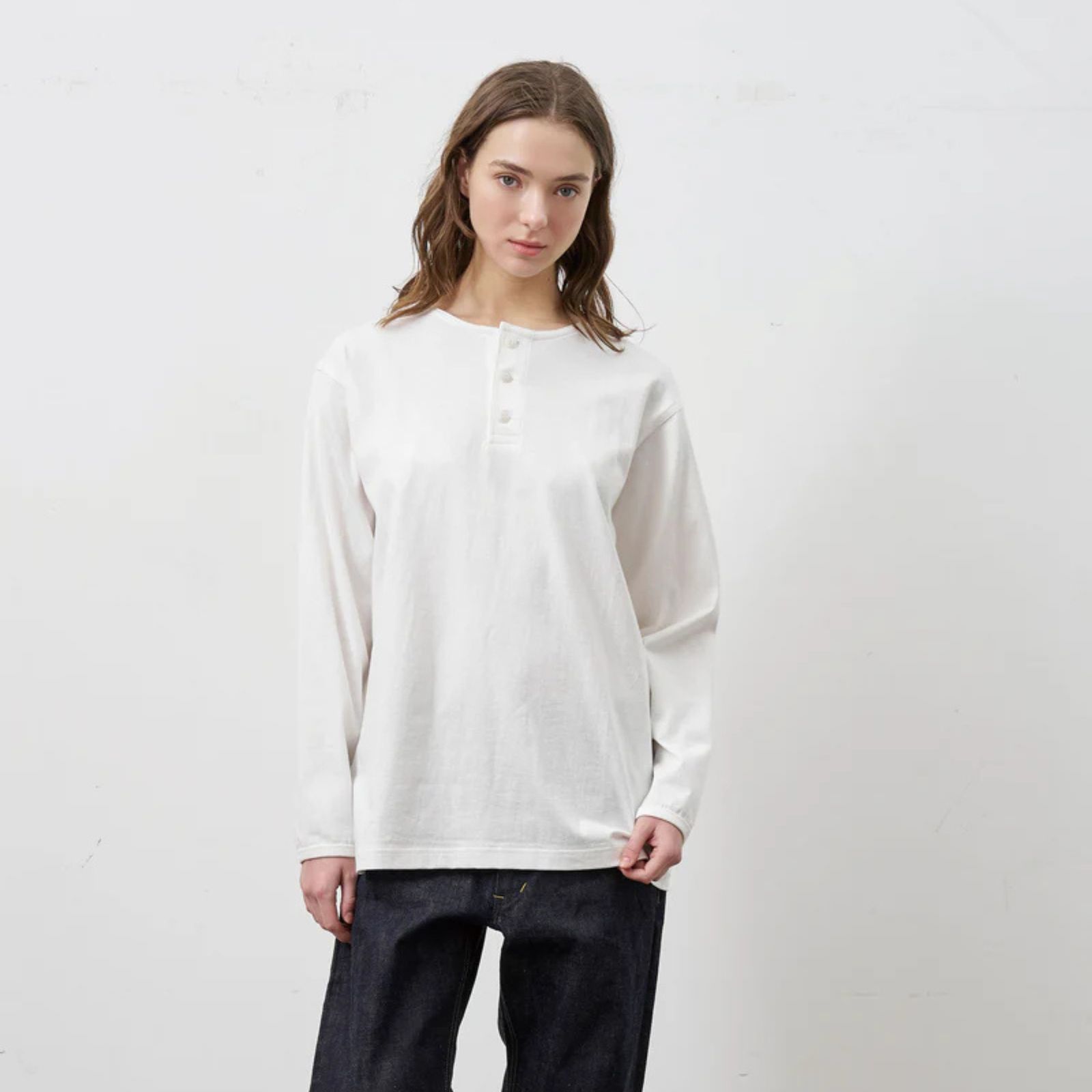 HENLEY NECK L/S TEE （WHITE）｜ ヘンリーネック ロングスリーブ （ホワイト） 602-261-15