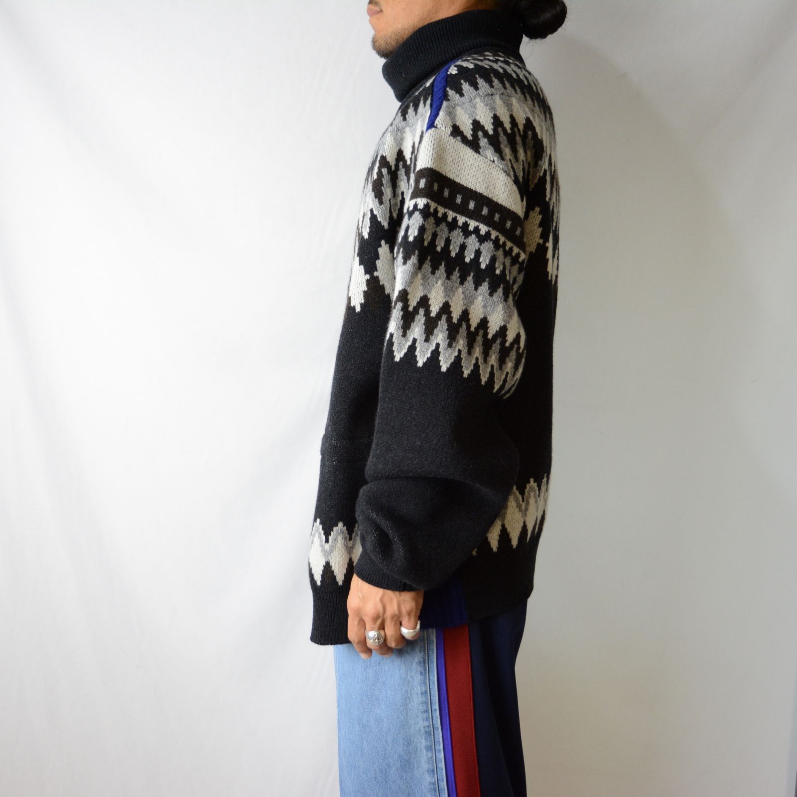 FACETASM - DECONSTRUCTED NORDIC KNIT （CHARCOAL × NAVY