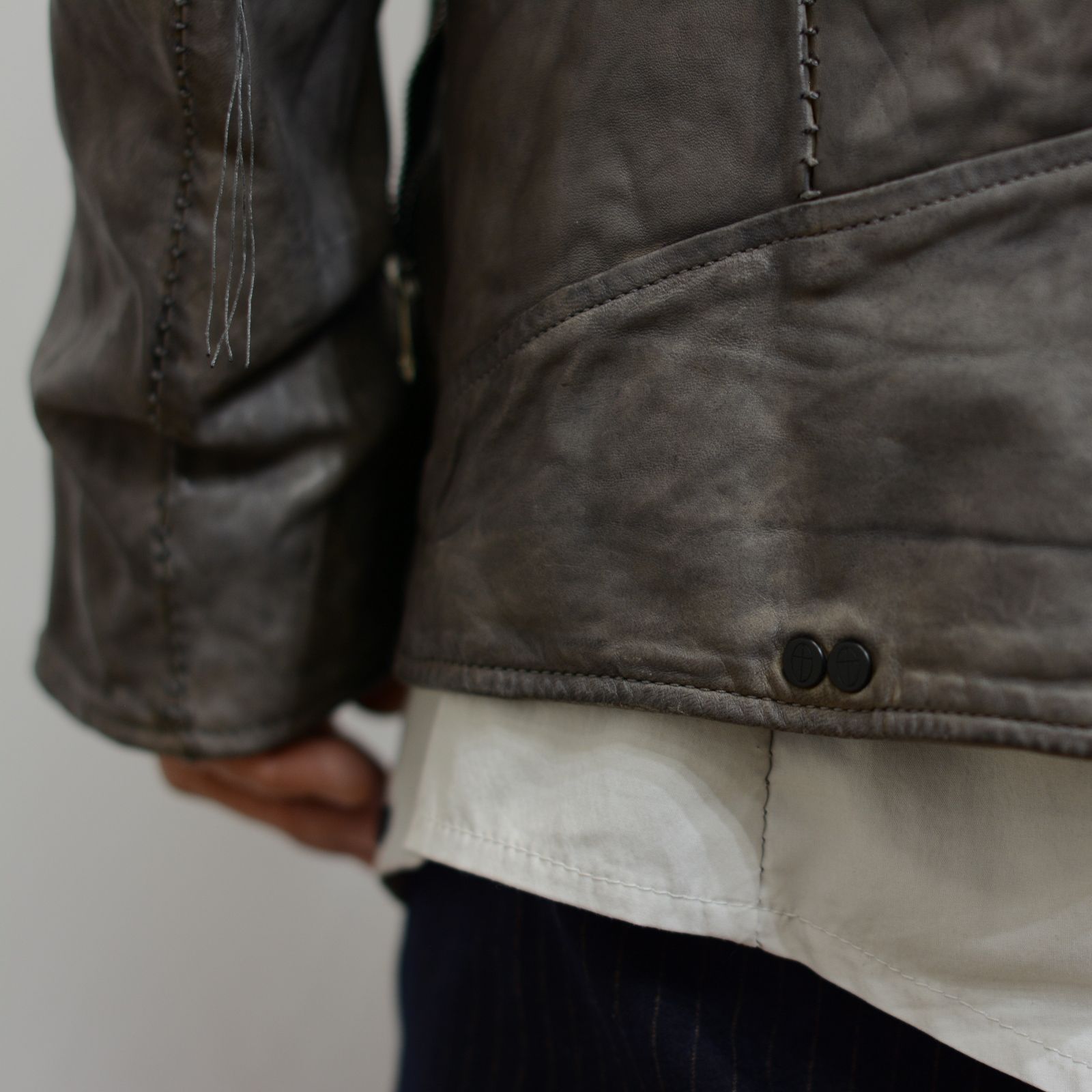 incarnation ホースレザー ダブルモトジャケット incarnation - HORSE WHIT LEATHER DOUBLE BREAST MOTO LINED