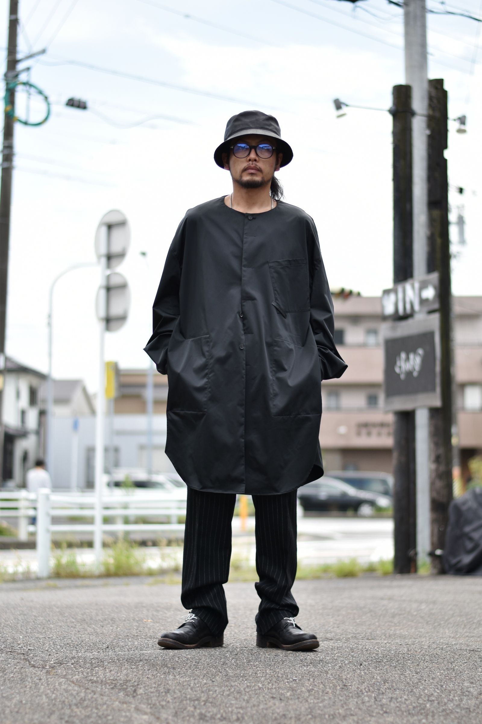 デタッチャブルカラーロングシャツコート / LB21FW-SH03-LN (BLACK)