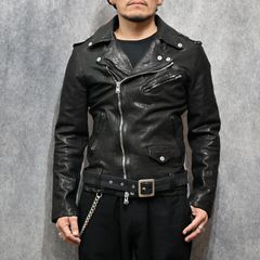 ジャパンカーフ タンニン鞣し 製品洗い ダブルライダース （BLACK） 1927-07