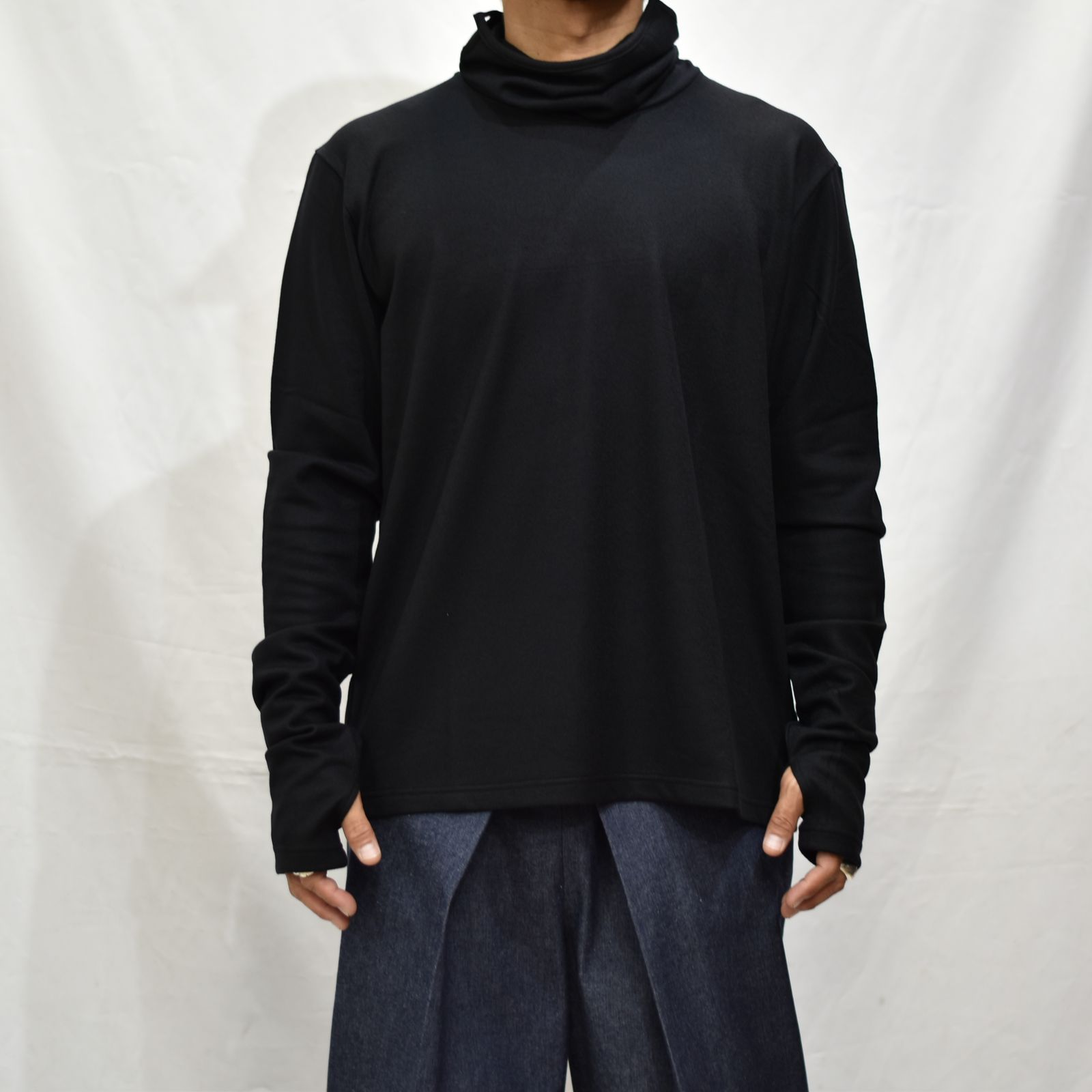 WOOL JERSEY COWL NECK TOP"